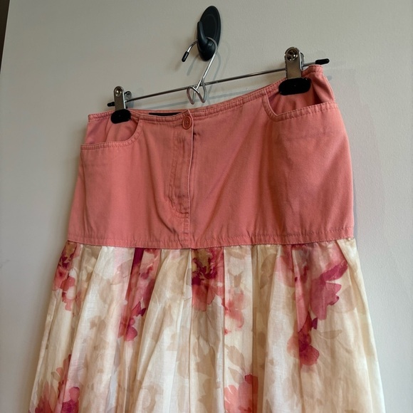Ann Taylor LOFT Pink Floral Ombré Skirt 4 Feminine Romantic Knee Length Cotton - Picture 5 of 9